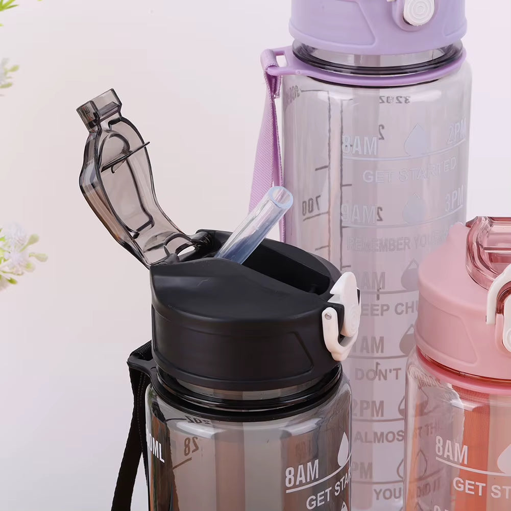 800Ml Sports Water Bottle Leakproof Motivational Drinking Bottle Outdoor Gradient Water Bottle Portable Gym Fitness Durable Cup