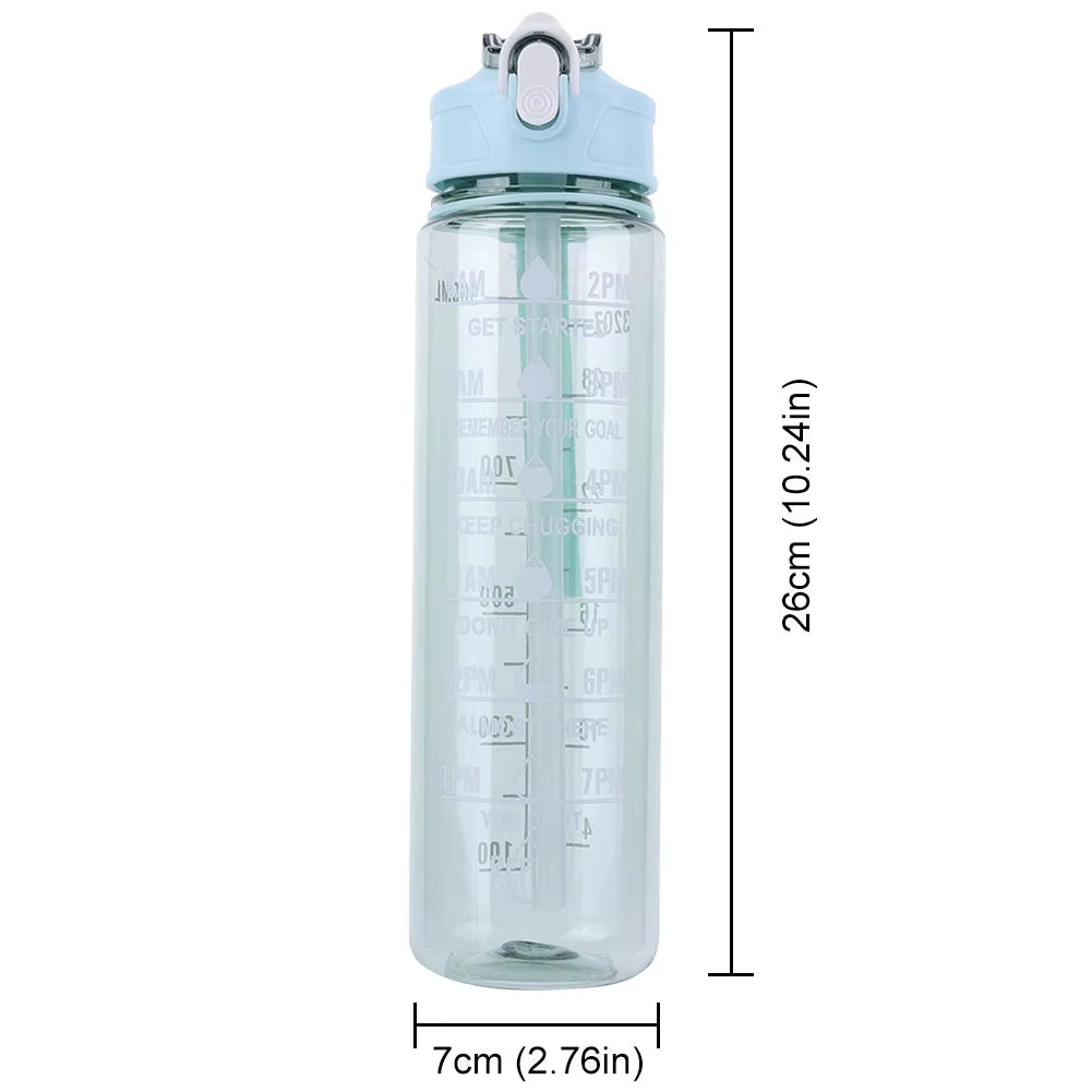 800Ml Sports Water Bottle Leakproof Motivational Drinking Bottle Outdoor Gradient Water Bottle Portable Gym Fitness Durable Cup