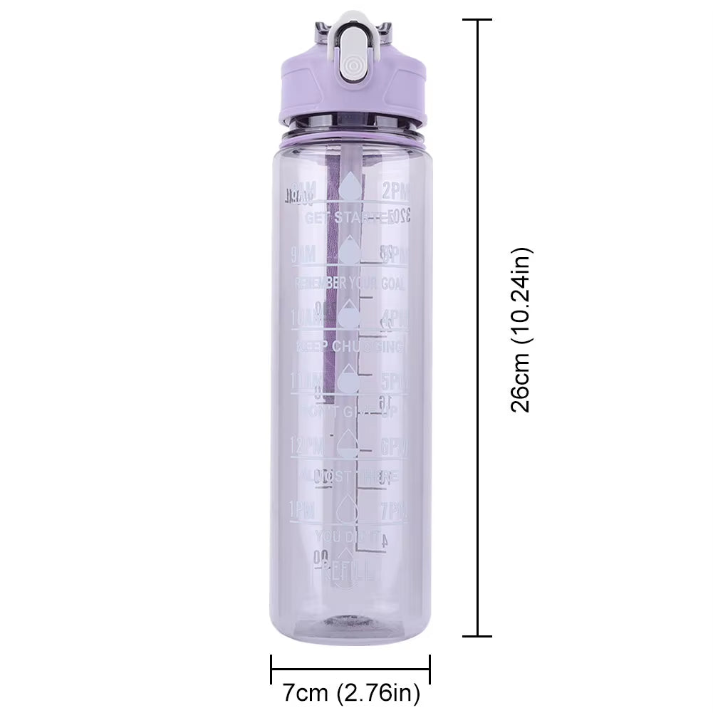 800Ml Sports Water Bottle Leakproof Motivational Drinking Bottle Outdoor Gradient Water Bottle Portable Gym Fitness Durable Cup