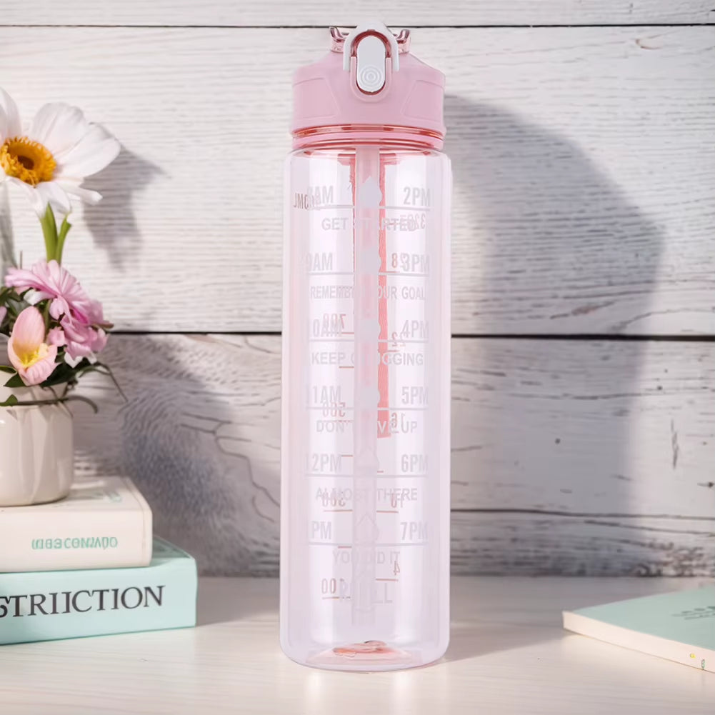 800Ml Sports Water Bottle Leakproof Motivational Drinking Bottle Outdoor Gradient Water Bottle Portable Gym Fitness Durable Cup