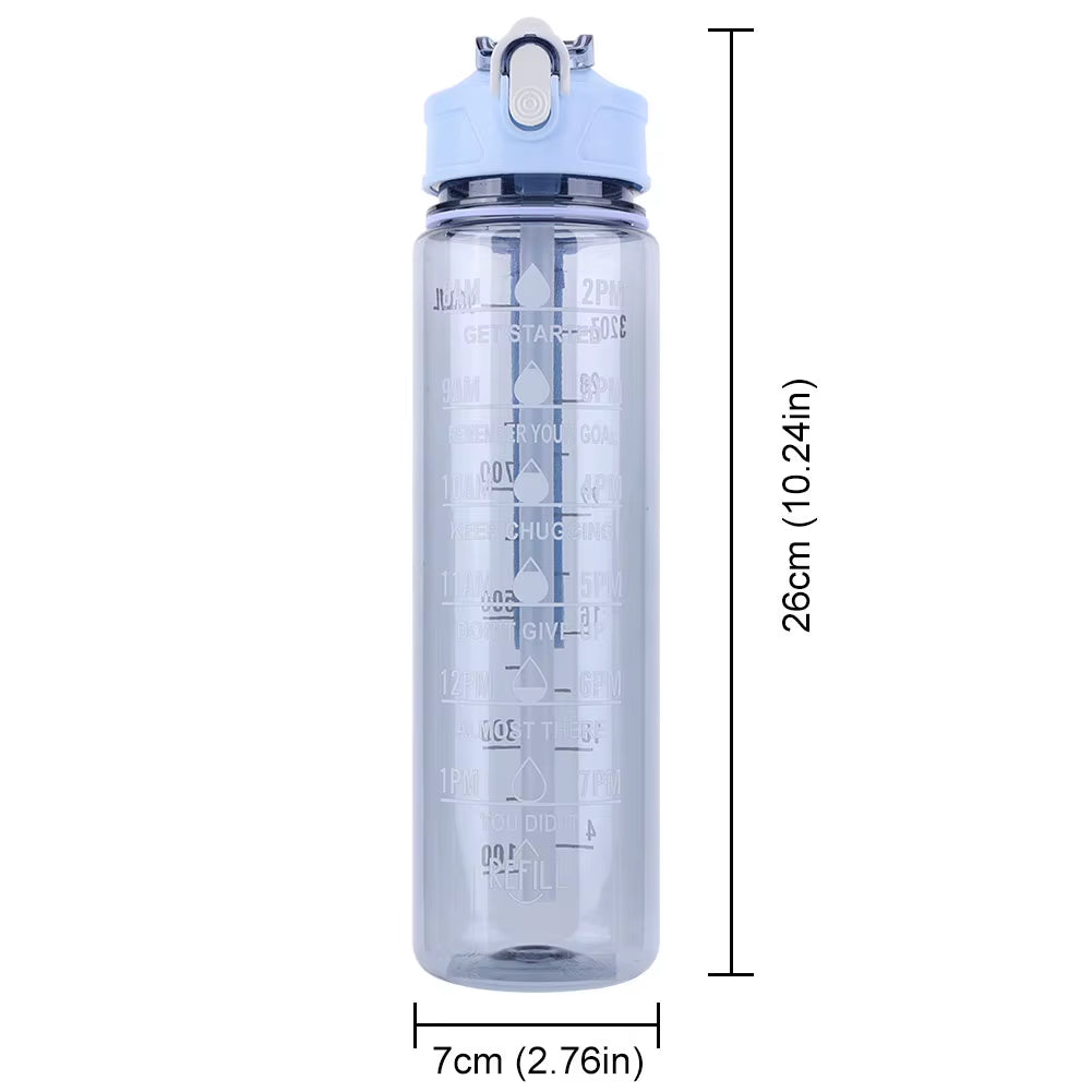 800Ml Sports Water Bottle Leakproof Motivational Drinking Bottle Outdoor Gradient Water Bottle Portable Gym Fitness Durable Cup