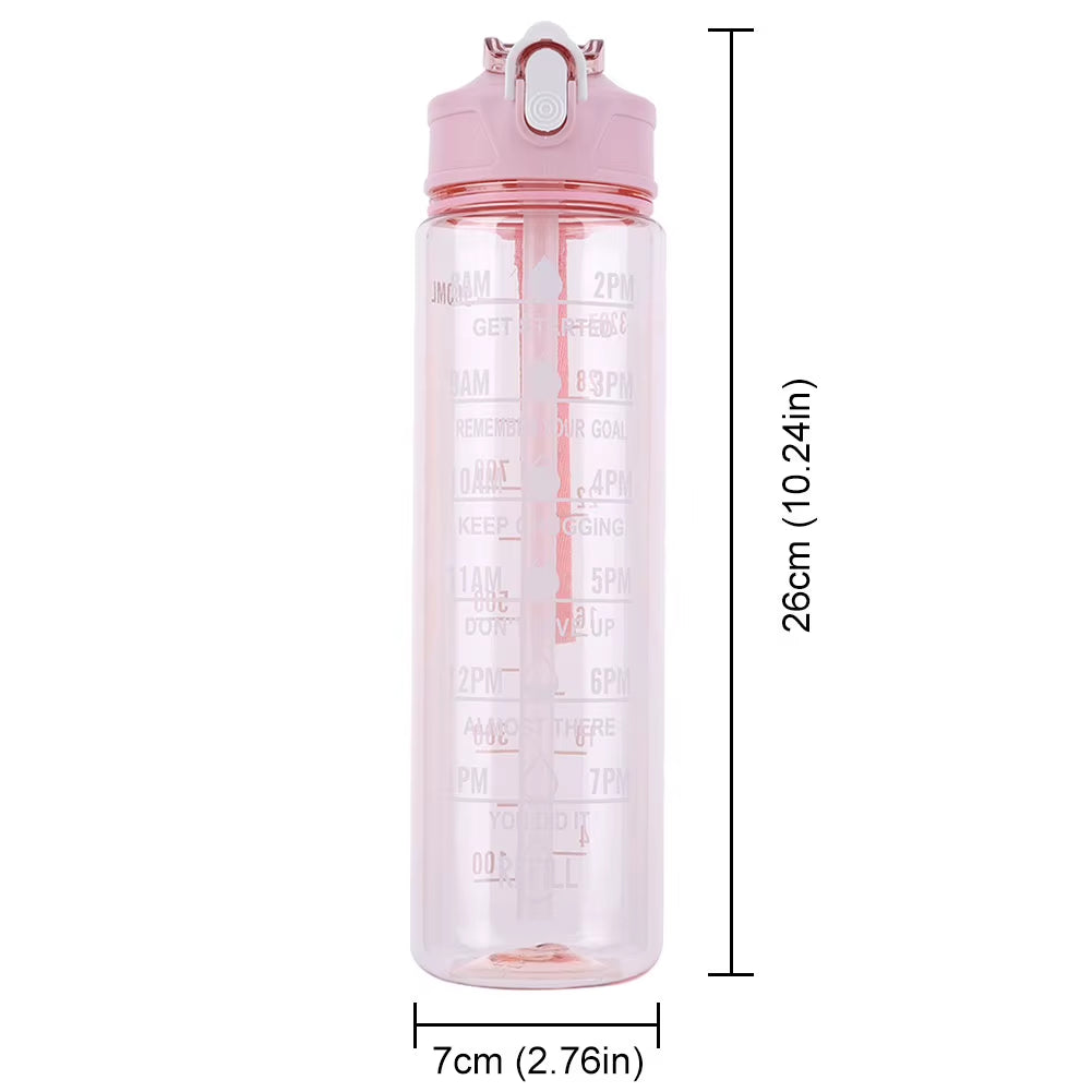 800Ml Sports Water Bottle Leakproof Motivational Drinking Bottle Outdoor Gradient Water Bottle Portable Gym Fitness Durable Cup